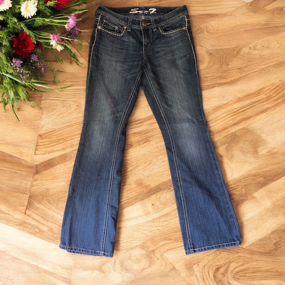Seven 7 Premium Bootcut Jean -Contrast stitch - Flap Pocket-low- mid rise-Sz 31” - Picture 4 of 10